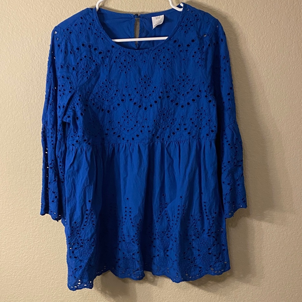 Blue Eyelet Women's Blouse
